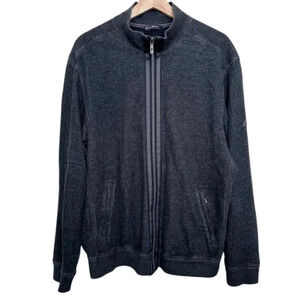 Tommy Bahama  Mens Xlarge Ribbed Cotton Full Zip Jacket Grey Color